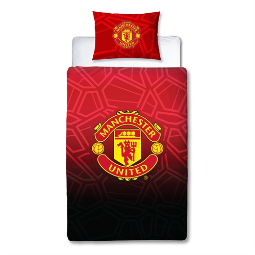 Manchester United Bettwäsche - Rotes wendbares Bettwäsche-Set mit Logo - 140x200 cm - 100% Baumwoll-Bettwäsche - Fußball Bettwäsche