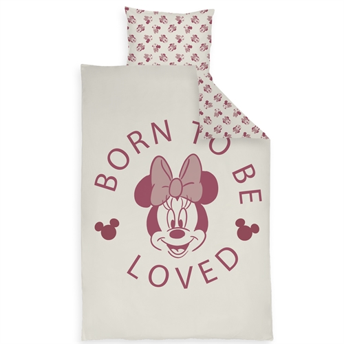 Minnie Bettwäsche 100x140 cm - Junior Bettgarnitur mit Minnie Mouse - Wendbares Motiv - 100% Baumwoll-Bettwäsche