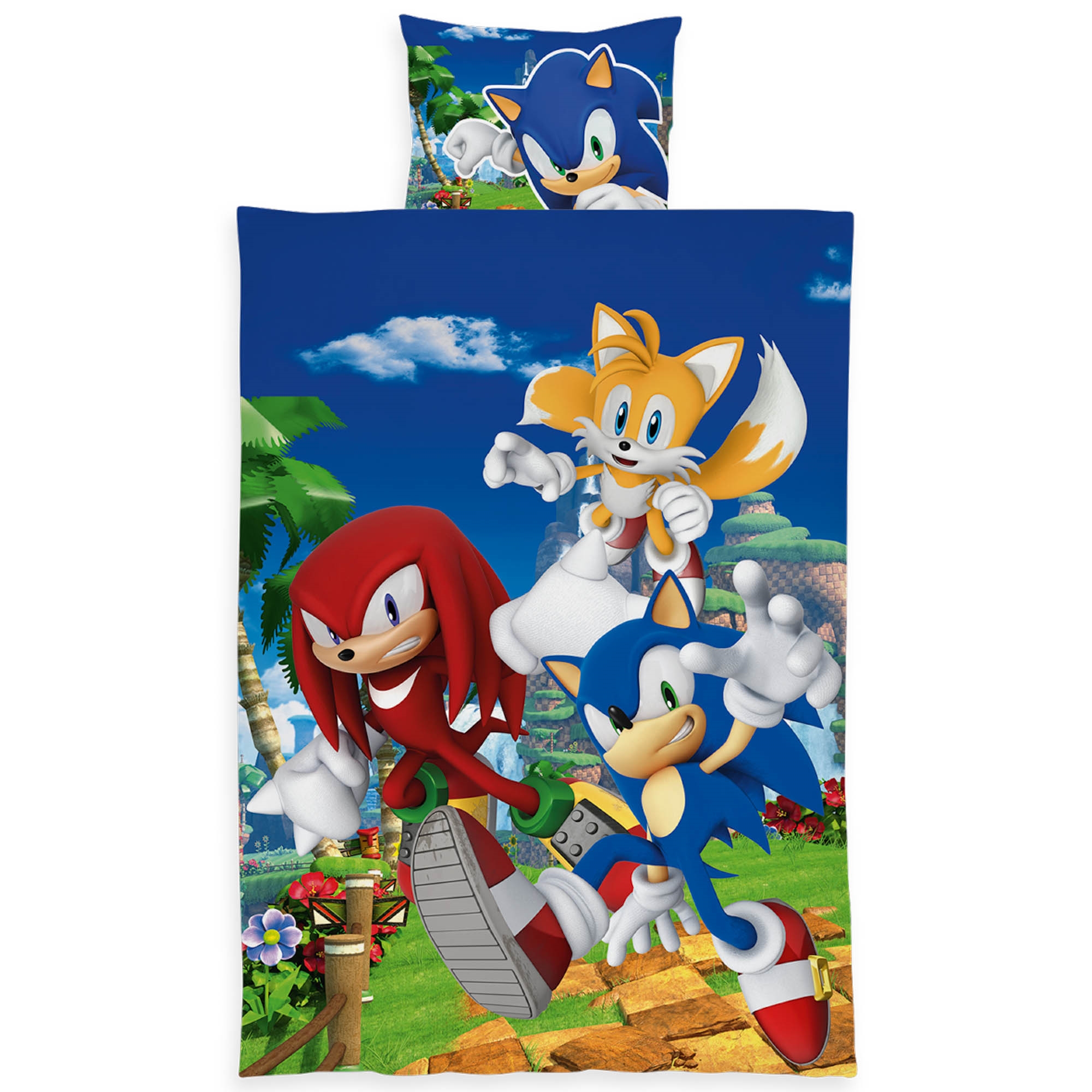 Sonic-Bettwäsche - 100% Baumwolle - Kinderbettwäsche 140x200 cm - Sonic The Hedgehog und seine Freunde