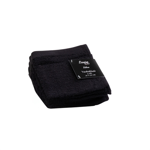 Waschlappen 4er-Pack - 100% Weiche Baumwolle mit hoher Saugfähigkeit - 30x30 cm - Schwarze Waschlappen von der dänischen Marke By Borg