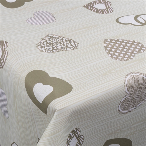 Textil Wachstuch mit Acrylbeschichtung - Braune Herzen - 140 cm breit - Meterware