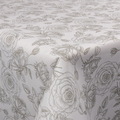 Textil Wachstuch mit Acrylbeschichtung - Rose grau - 140 cm breit - Meterware