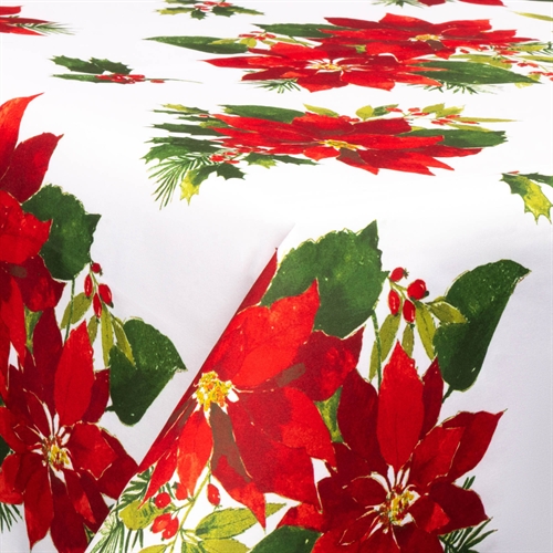Textil Wachstuch mit Acrylbeschichtung - 30 Meter auf Rolle - Mit Weihnachtsmotiv - Christmas Star Flower - 140 cm breites Textiltuch