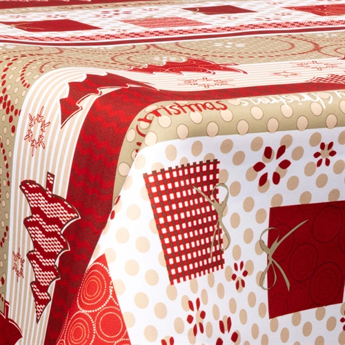 Textil Wachstuch mit Acrylbeschichtung - 30 Meter auf Rolle - Mit Weihnachtsmotiv - Weihnachtsbäume und Geschenke - 140 cm breites Textiltuch