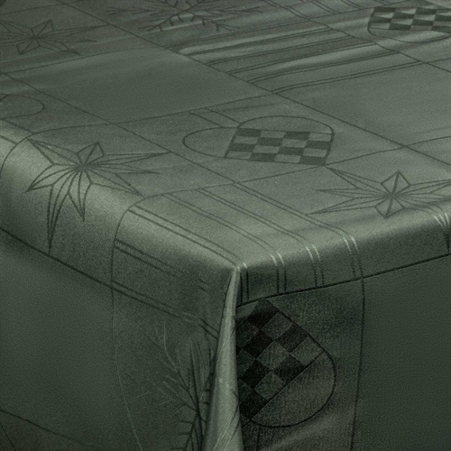 Weihnachtstischdecke - 140x240 cm - Grün mit Herzen und Sternen - Jacquardgewebte Tischdecke - Exklusive Tischdecke