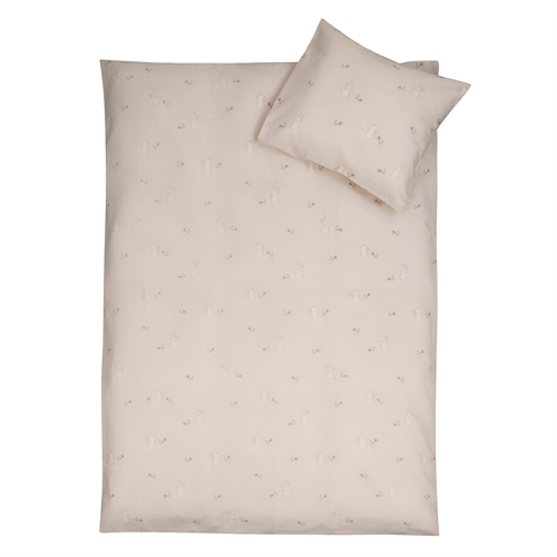 Junior-Bettwäsche 100x140 cm - Beige Junior-Bettgarnitur mit Kaninchen - 100% weiche Baumwollbettwäsche - Nordstrand Home