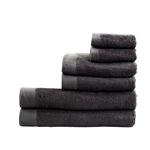 Handtuchpaket mit 6 Stück - 100% Weiche Baumwolle mit hoher Saugfähigkeit - Dunkelgraue Handtücher von der dänischen Marke By Borg