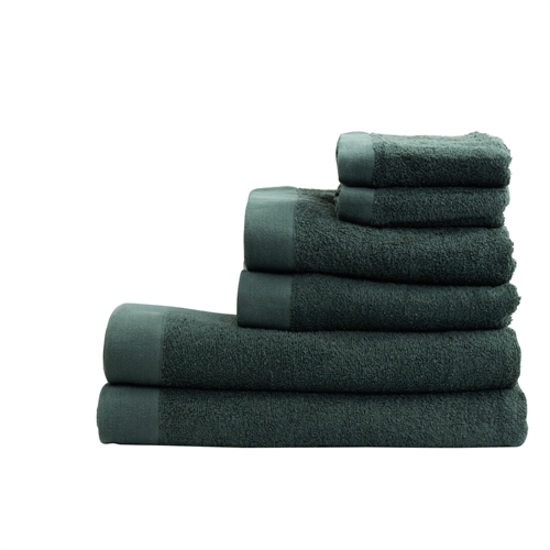 Handtuchpaket mit 6 Stück - 100% weiche Baumwolle mit hoher Saugfähigkeit - Dunkelgrüne Handtücher von dänischen By Borg