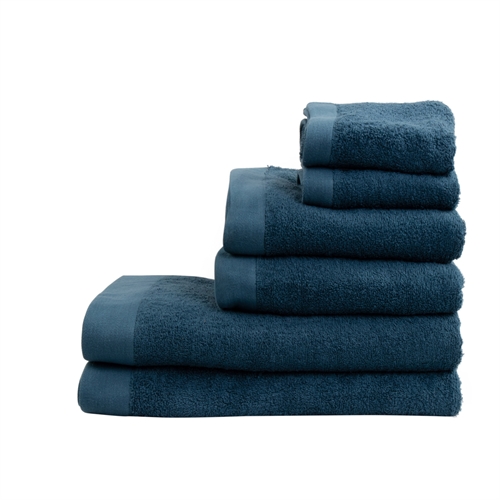 Handtuchpaket mit 6 Stück - 100% weiche Baumwolle mit hoher Saugfähigkeit - Dunkelblaue Handtücher von dänischen By Borg