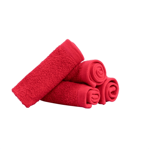 Waschlappen 4er-Pack - 100% Weiche Baumwolle mit hoher Saugfähigkeit - 30x30 cm - Rote Waschlappen von der dänischen Marke By Borg