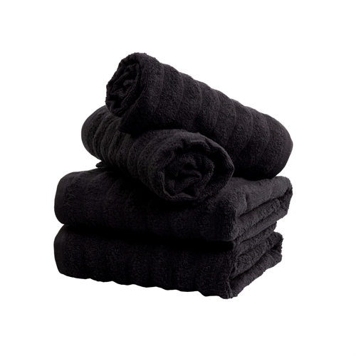 Badetücher 2 Stk. aus 100% gekämmter Baumwolle - Weiche schwarze Handtücher 70x140 cm von Borg Living