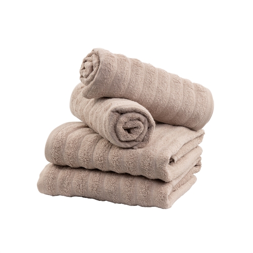 Badetücher 2 Stk. aus 100% gekämmter Baumwolle - Weiche sandfarbene Handtücher 70x140 cm von Borg Living