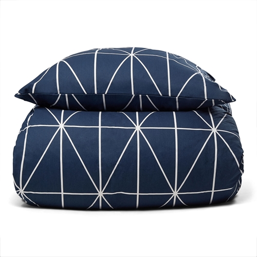 Bettwäsche 100 % Baumwolle - 140x200 cm - Blau Bettwäsche-Set mit Harlekinmuster - Nordstrand Home Deckenbezug
