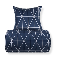 Bettwäsche - 100% Baumwolle - Blau mit weißem Harlekinmuster