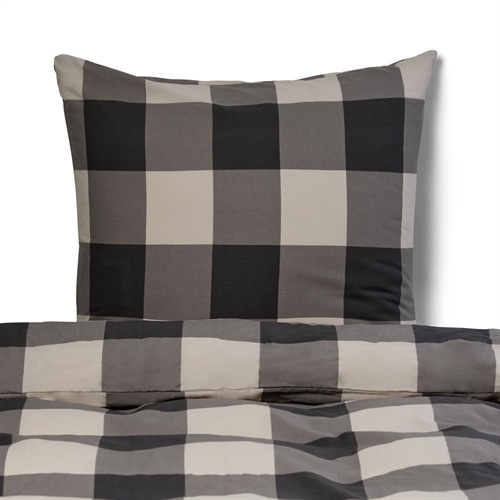 Bettwäsche 100% Baumwolle - 140x200 cm - Grau kariertes Bettwäsche-Set - Nordstrand Home Deckenbezug