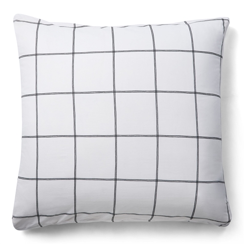 Kissenbezug 100 % Baumwolle - 60x63 cm - Weißer Kissenbezug mit schwarzen Karos - Nordstrand Home Deckenbezug