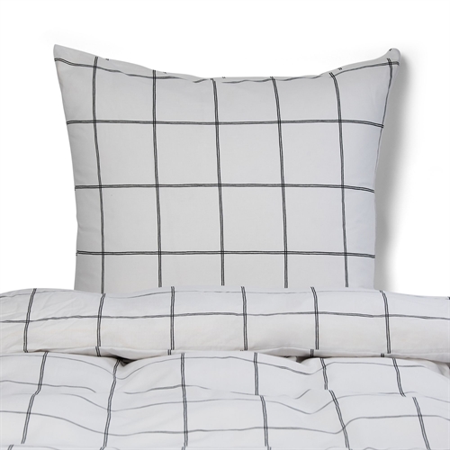 Doppelbettwäsche 100 % Baumwolle - 200 x 220 cm - Weißes Bettwäsche-Set mit schwarzen Karos - Nordstrand Home Deckenbezug