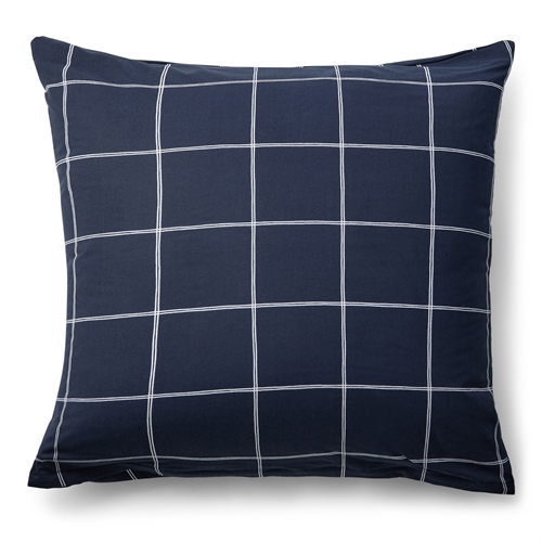 Kissenbezug 100 % Baumwolle - 60x63 cm - Dunkelblauer Kissenbezug mit weißen Karos - Nordstrand Home Deckenbezug