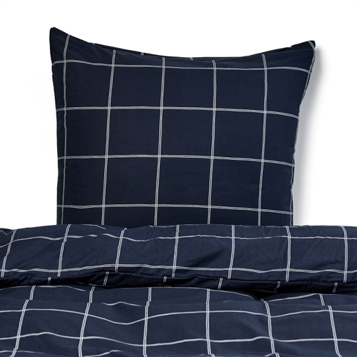 Bettwäsche 100 % Baumwolle - 140x200 cm - Dunkelblaues Bettwäsche-Set mit weißen Karos - Nordstrand Home Deckenbezug