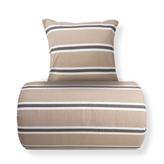 Bettwäsche - Baumwollflanell - Beige mit Streifen