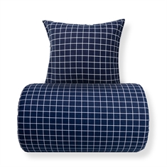 Bettwäsche - Baumwoll-Flanell-Bettwäsche - Blau mit weißen Karos