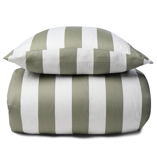 Bettwäsche 100% weicher und luxuriöser Baumwollsatin - Schöne grüne Streifen - 140x200 cm - Nordic Stripe Bettset von By Night