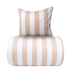 Bettwäsche - 100% Baumwollsatin - Nordic Stripe - Breite naturfarbene Streifen