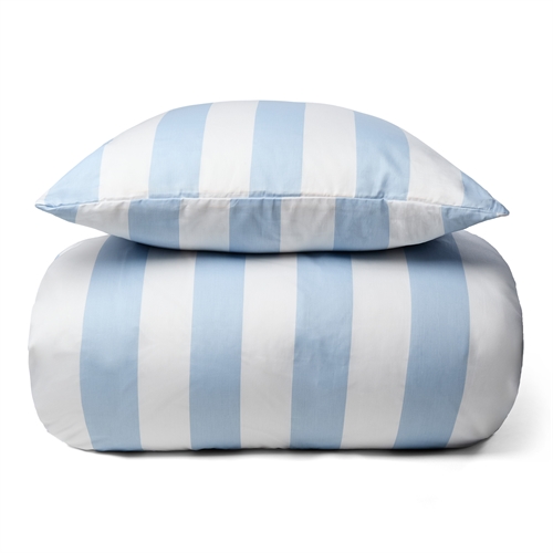 Bettwäsche 100% weicher und luxuriöser Baumwollsatin - Schöne hellblau Streifen - 140x200 cm - Nordic Stripe Bettset von By Night
