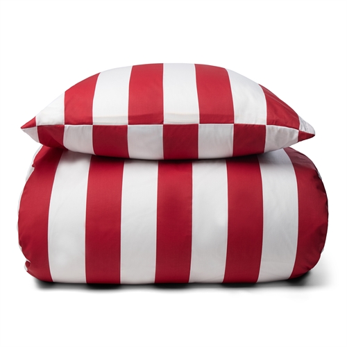 Bettwäsche 100% weicher und luxuriöser Baumwollsatin - 200x220 cm - Schöne rot Streifen - Nordic Stripe Bettset von By Night