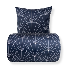 Bettwäsche - Baumwollsatin - Wendbares blaues Hexagon-Muster