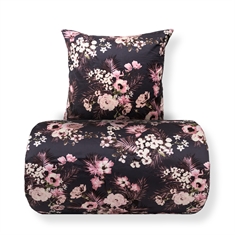 Bettwäsche - Baumwollsatin - Wendbares graues Blumenmuster und Punkte