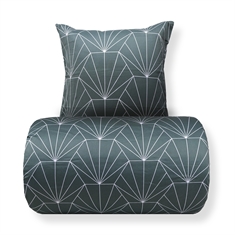 Bettwäsche - Baumwollsatin - Wendbares Design, staubiges Grün, Hexagon-Print