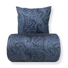 Bettwäsche - Baumwollsatin - dunkelblauer Marmor-Print