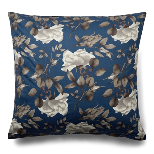 Kissenbezug 60x63 cm - 100% weicher Baumwollsatin - Blossom blue - By Night