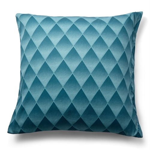 Kissenbezug aus 100% weichem und luxuriösem Baumwollsatin - 60x63 cm - Harlekinmuster in schönem Blau - Kissenbezug von By Night