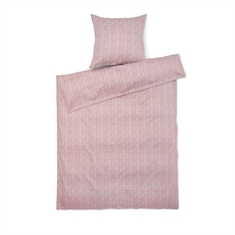 JUNA Bettwäsche - 100% ökologischer Baumwollsatin - Pleasantly blau mit rosa Blumen