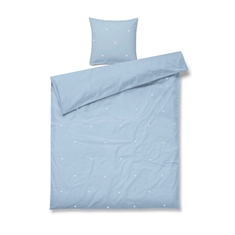 JUNA Bettwäsche - 100% Bio-Baumwolle - Daisy Hellblau mit bestickten Blumen