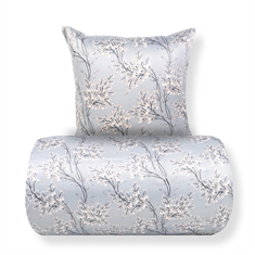 Bettwäsche - Satin - hellblaues, wendbares Blumen-Design