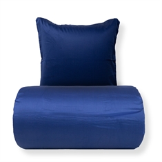 Bettwäsche - 100% Baumwollsatin - Blau mit weißer Paspelkante