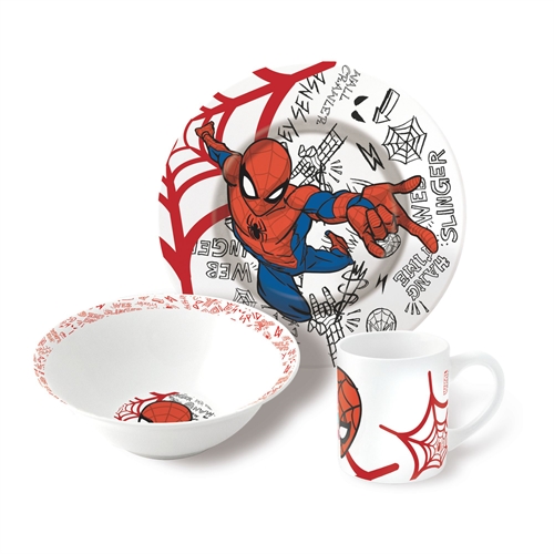 Spiderman Kindergeschirr aus Keramik - 3-teiliges Set - Spiderman