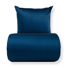 Bettwäsche - GOTS-zertifizierte, ökologische Baumwollsatin - Blau jacquardgewebte Karos