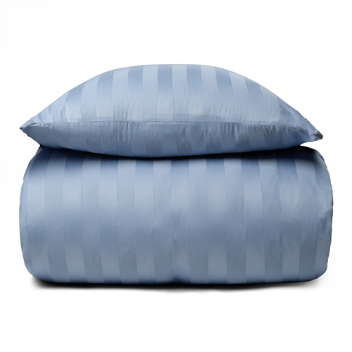 Bambusbettwäsche - 140x220 cm - 100% natürlicher Bambus - Blau, jacquardgewebtes Bettenset mit Streifen