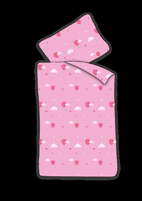 Baby Bettwäsche 70x100 cm - Rosa Bettset mit Heißluftballons - 100% weiche Baumwollbettwäsche