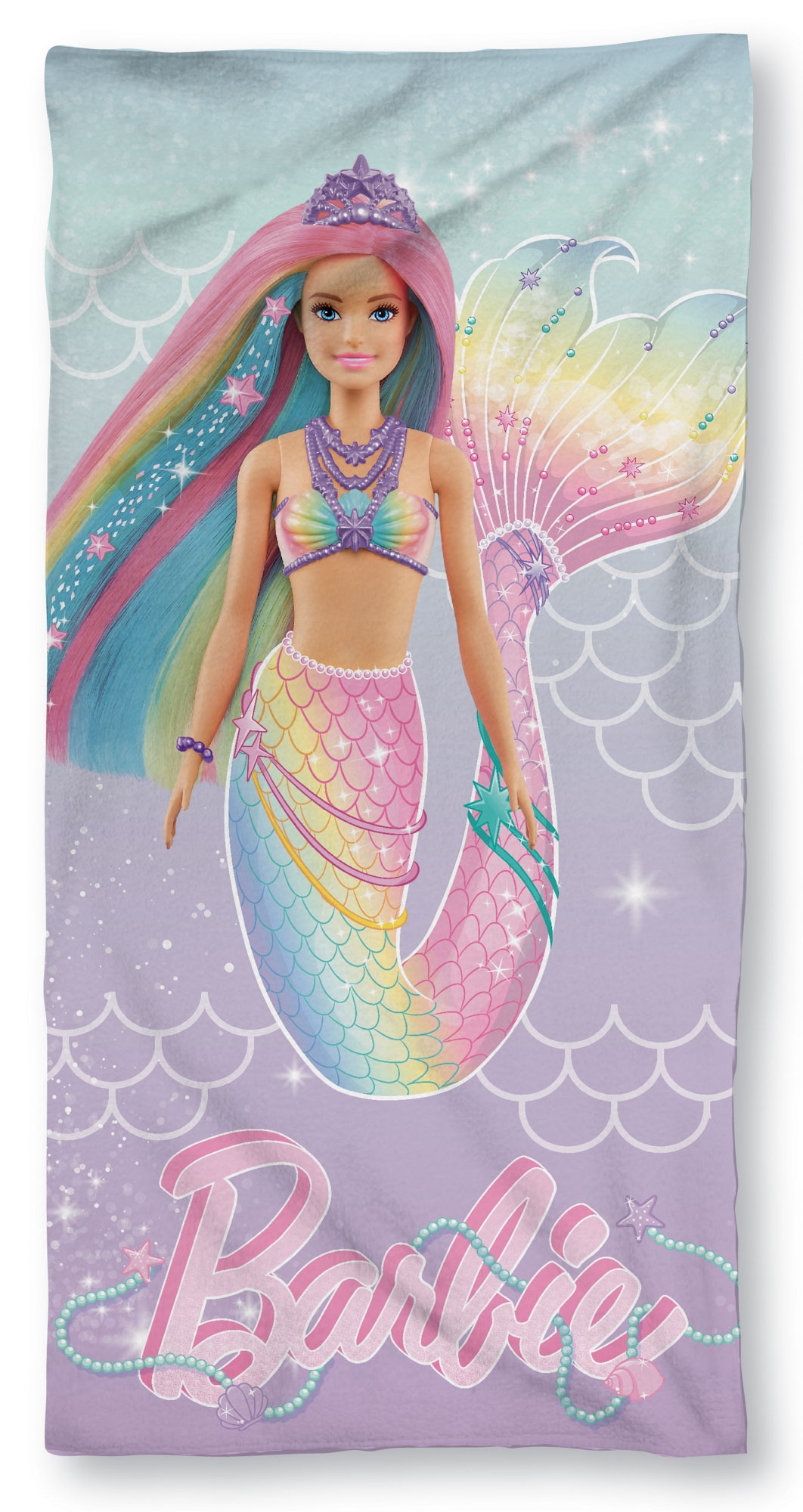 Barbie Handtuch - 70x140 cm - 100% Baumwolle - Weiches Badetuch mit Barbie als Meerjungfrau