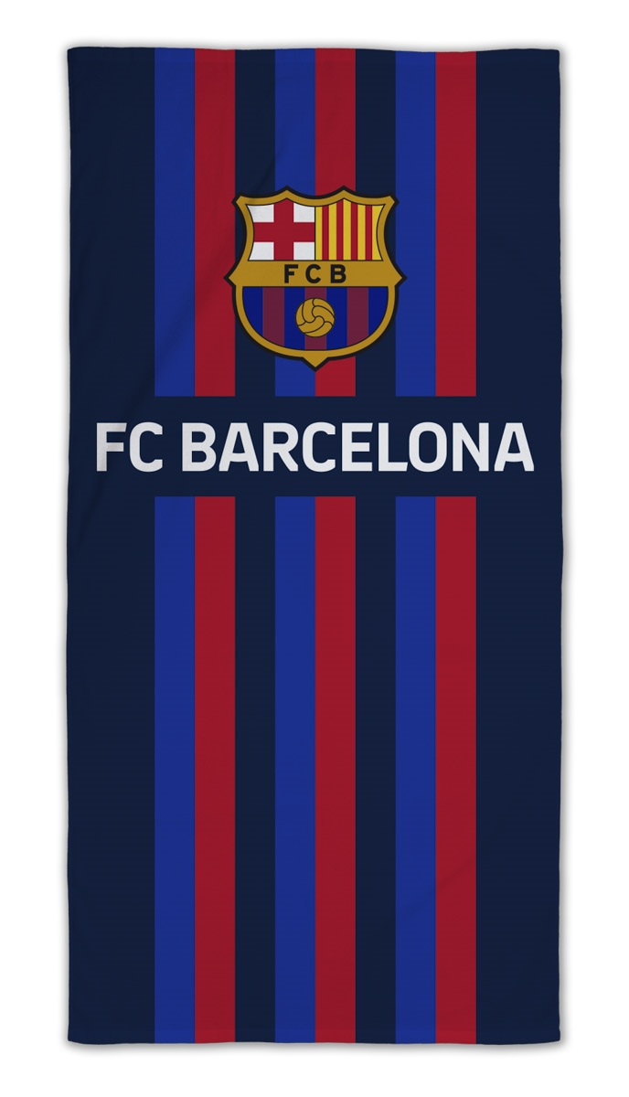 Gestreiftes Barcelona Handtuch - 70x140 cm - 100% Baumwolle - Weiches Badetuch mit dem FC Barcelona Logo