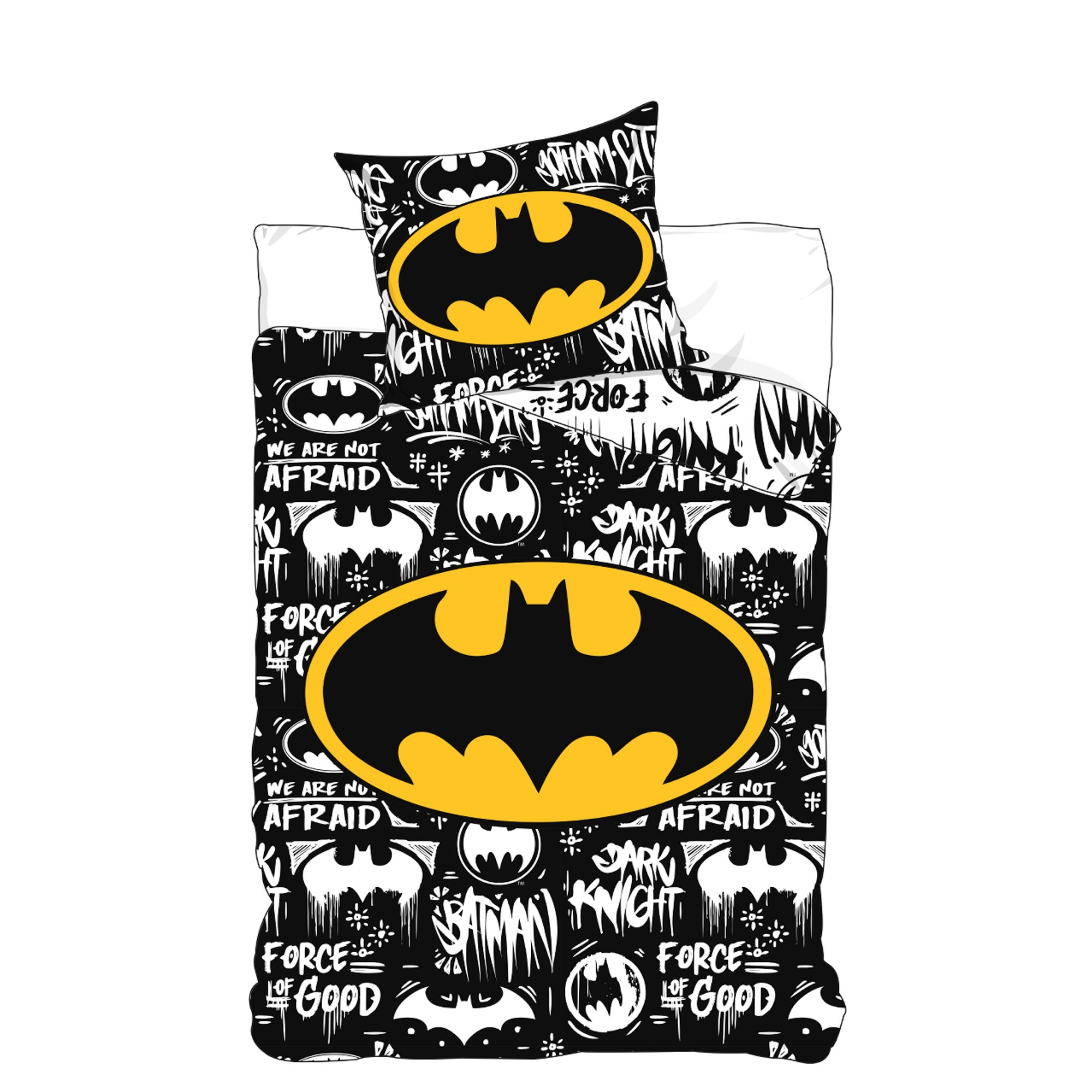 Batman-Bettwäsche - 100% Baumwolle - Kinderbettwäsche 140x200 cm - Grafisch bedruckte Logos