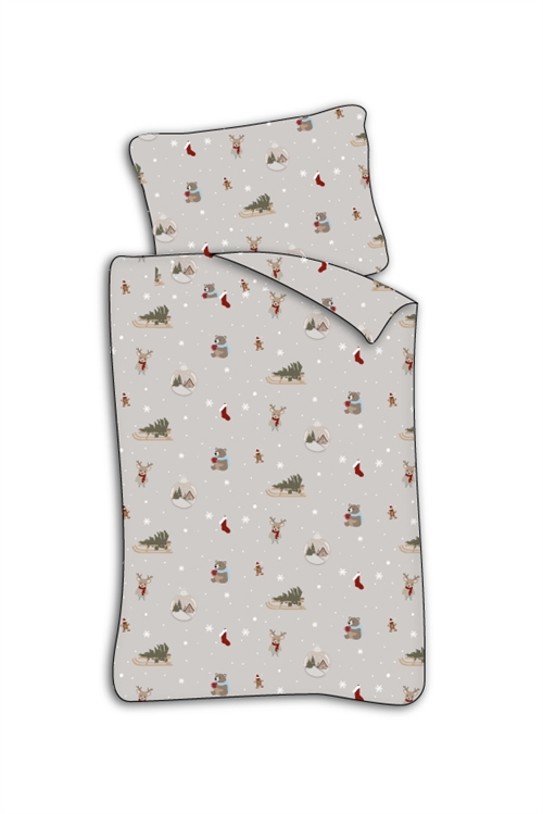Junior Weihnachtsbettwäsche 100x140 cm - Weihnachtsbettwäsche mit Weihnachtsikonen - 100% weiche Baumwollbettwäsche