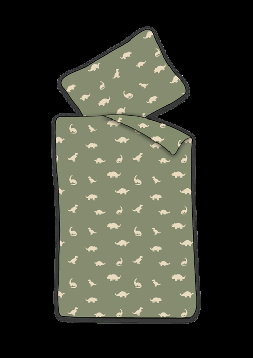 Baby Bettwäsche 70x100 cm - Grünes Bettwäscheset mit Dinosaurier - 100% weiche Baumwollbettwäsche
