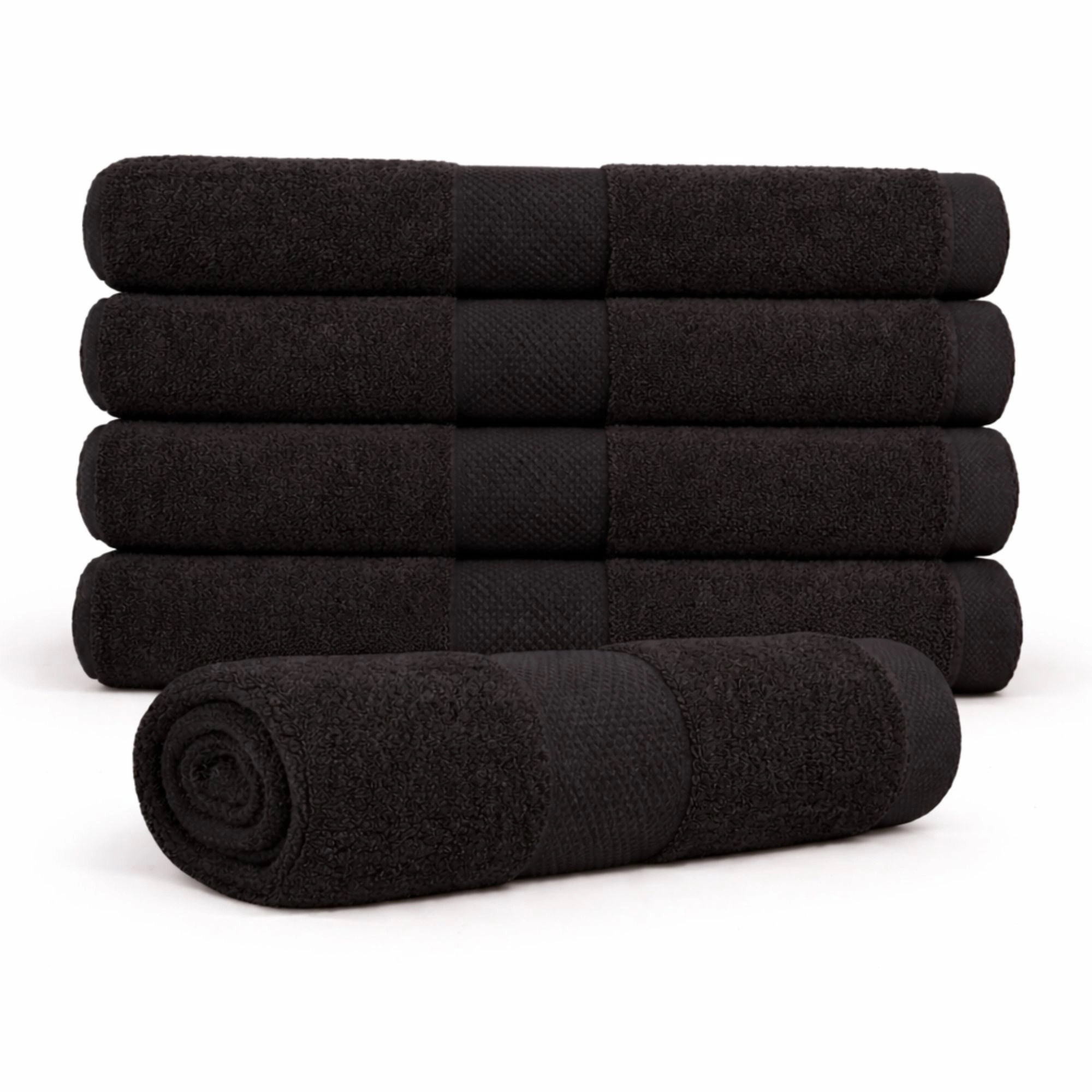 Baumwoll-Handtuch - 100% Baumwolle - Badetuch 70x140 cm - Diamant - Schwarz