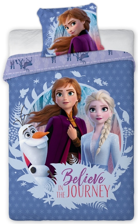 Frozen-Bettwäsche - 100% Baumwolle - Junior-Bettwäsche 100x140 cm - Blau - Die Eiskönigin 2 – Anna, Elsa und Olaf